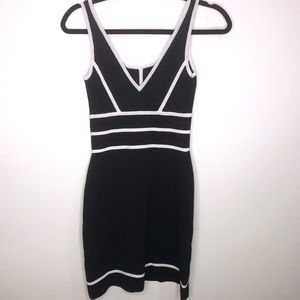 Rag & Bone Bodycon V-neck Dress with White Piping